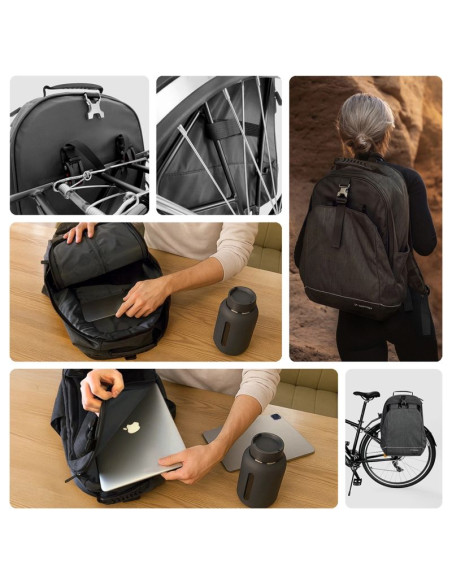 Wozinsky torba rowerowa na bagażnik plecak rowerowy ze stelażem 2w1 40l czarny (wbb33bk)