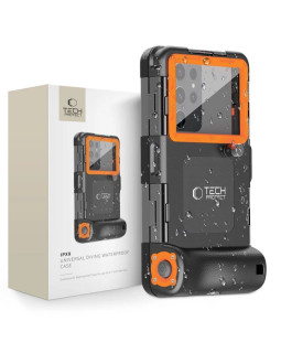 Pokrowiec tech-protect waterproof case wodoodporny ipx8 na smartfony 4.7-6.7" - czarno-pomarańczowy