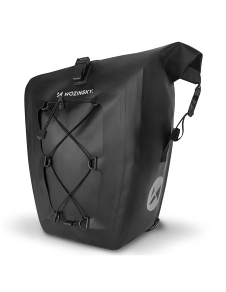 Wozinsky wodoodporna torba rowerowa sakwa na bagażnik 25l czarny (wbb24bk)