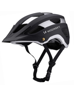 Kask rowerowy mtb wozinsky z odpinanym daszkiem lekki 57-62 cm - czarno-srebrny