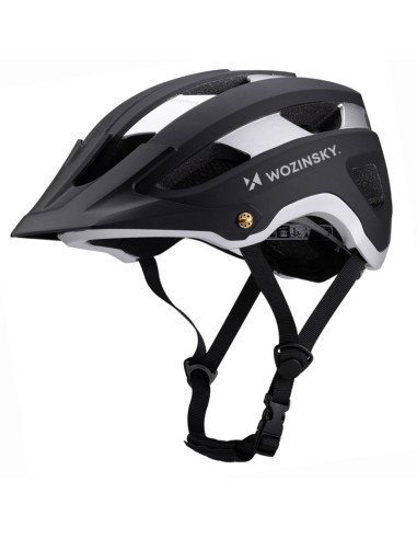 Kask rowerowy mtb wozinsky z odpinanym daszkiem lekki 57-62 cm - czarno-srebrny