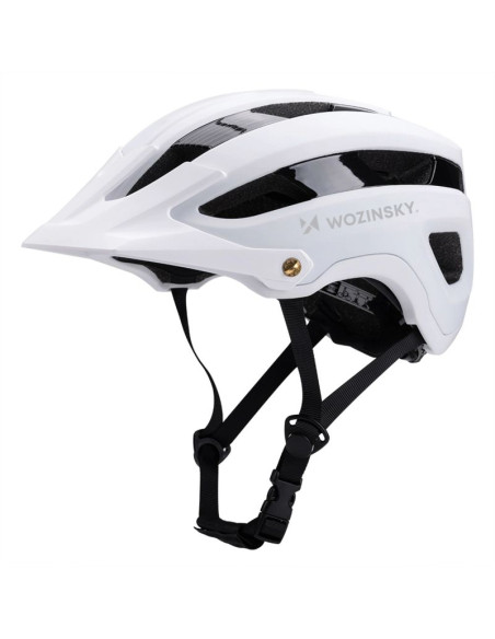 Kask rowerowy mtb wozinsky z odpinanym daszkiem lekki l - czarno-biały