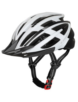 Kask rowerowy mtb wozinsky z odpinanym daszkiem i tylną lampką usb 54-57 cm - czarno-biały