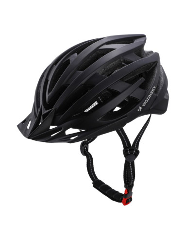 Kask rowerowy mtb wozinsky z odpinanym daszkiem i tylną lampką usb 54-57 cm - czarny