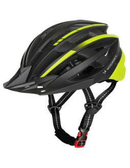 Kask rowerowy mtb wozinsky z odpinanym daszkiem i tylną lampką usb 54-57 cm - czarno-żółty