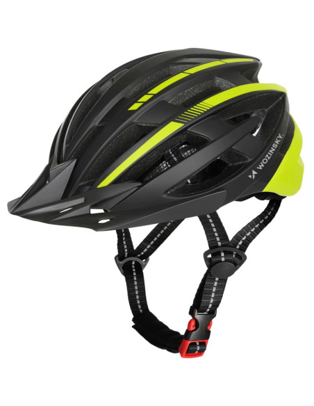 Kask rowerowy mtb wozinsky z odpinanym daszkiem i tylną lampką usb 54-57 cm - czarno-żółty