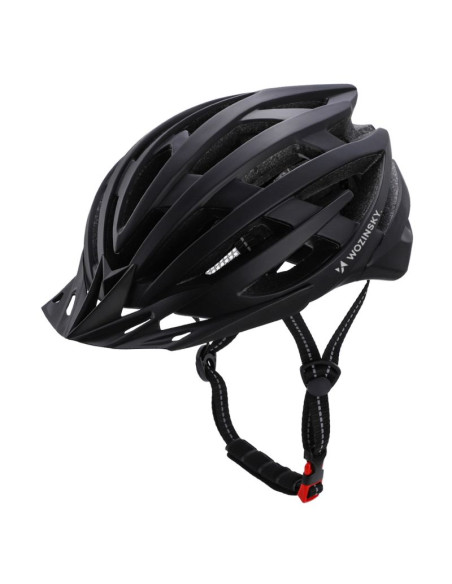 Kask rowerowy mtb wozinsky z odpinanym daszkiem i tylną lampką usb 57-62 cm - czarny