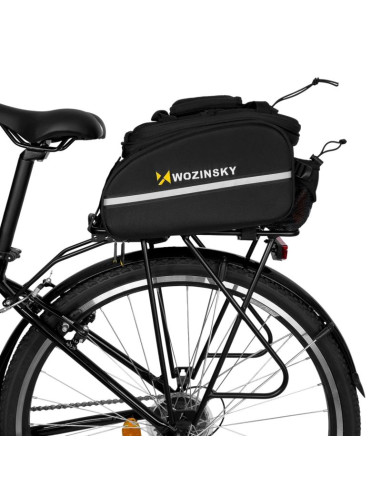 Wozinsky duża torba rowerowa na bagażnik 35l + pokrowiec przeciwdeszczowy czarny (wbb19bk)