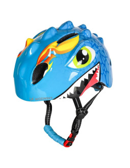Kask rowerowy dziecięcy wozinsky motyw smok lekki 50-54 cm - niebieski