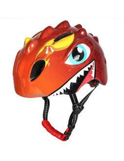 Kask rowerowy dziecięcy wozinsky motyw smok lekki 50-54 cm - czerwony