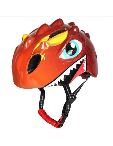 Kask rowerowy dziecięcy wozinsky motyw smok lekki 50-54 cm - czerwony