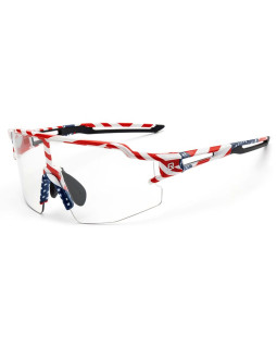 Okulary rowerowe rockbros fotochromowe z ochroną uv i wkładką korekcyjną 14120008002 - wzór usa - białe