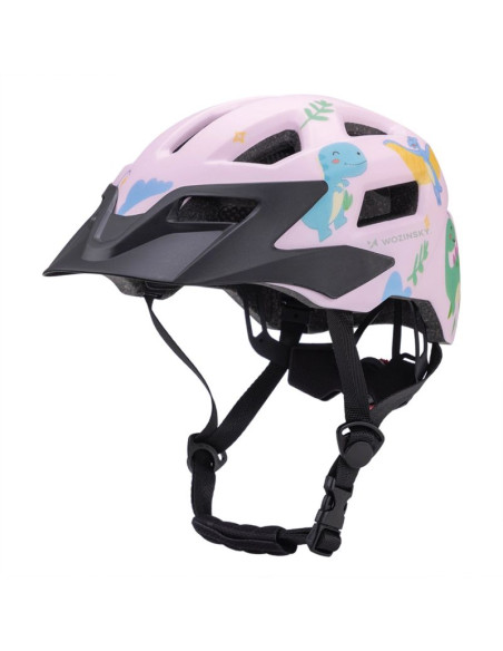Kask rowerowy dziecięcy mtb wozinsky z odpinanym daszkiem 52-56 cm - różowy