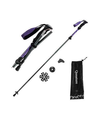 Kijek trekkingowy qunature nordic walking aluminiowy 110 - 130 cm 1 szt. - fioletowy