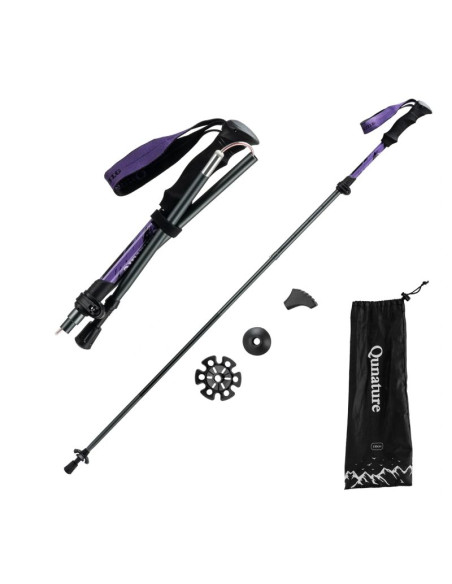 Kijek trekkingowy qunature nordic walking aluminiowy 110 - 130 cm 1 szt. - fioletowy