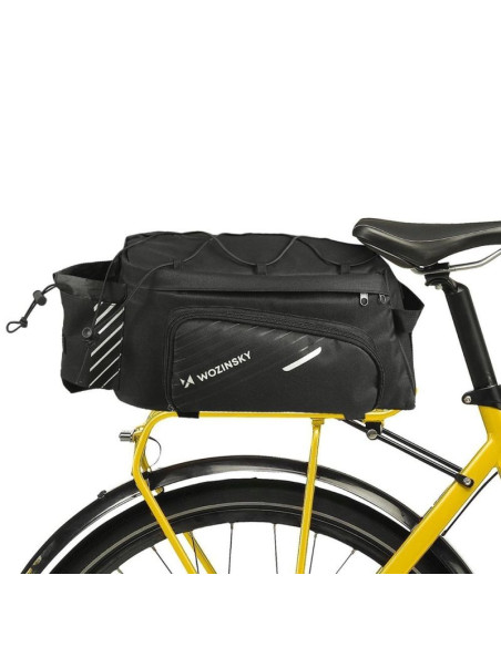 Wozinsky torba rowerowa na bagażnik z paskiem na ramię 9l (pokrowiec przeciwdeszczowy w zestawie) czarny (wbb22bk)