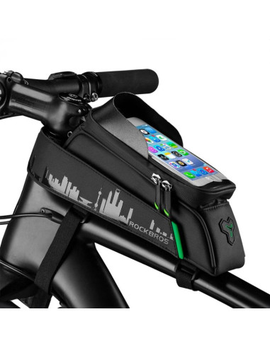 Sakwa rowerowa rockbros 029-1bk na ramę z pokrowcem na telefon - czarna