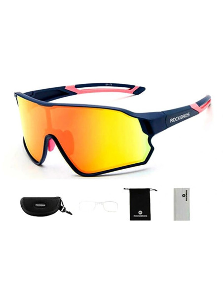 Okulary rowerowe rockbros 10134pl polaryzujące - niebiesko-różowe
