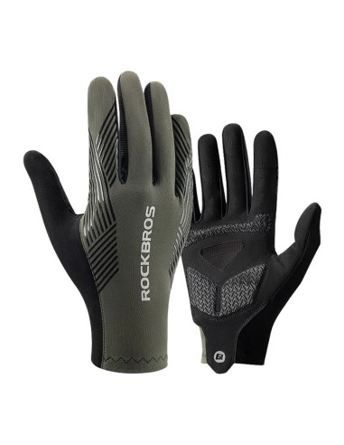 Rękawiczki rowerowe rockbros 16110006003 amortyzujące rozmiar l - zielono-czarne