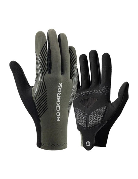 Rękawiczki rowerowe rockbros 16110006003 amortyzujące rozmiar l - zielono-czarne