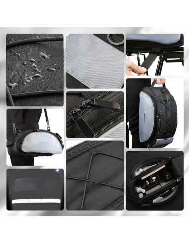 Wozinsky torba rowerowa na bagażnik z paskiem na ramię 13l czarna (wbb1bk)