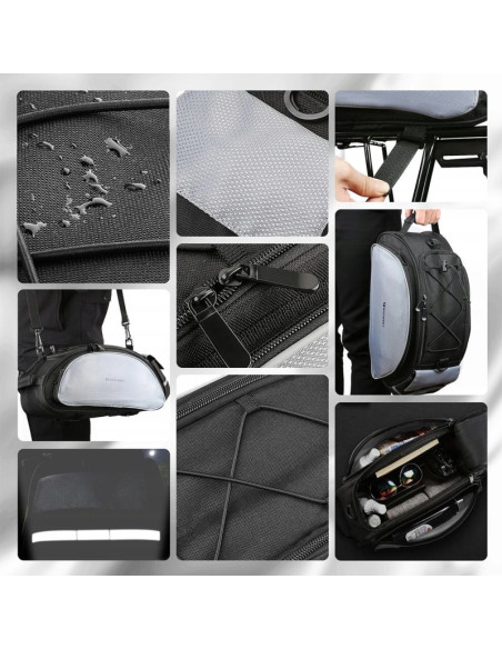 Wozinsky torba rowerowa na bagażnik z paskiem na ramię 13l czarna (wbb1bk)