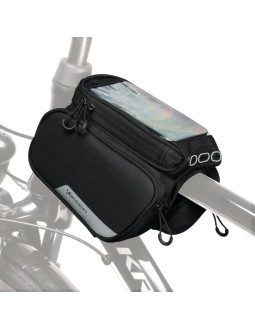 Wozinsky torba rowerowa na ramę + odczepiany pokrowiec na telefon do 6,5" 1,5l czarna (wbb7bk)