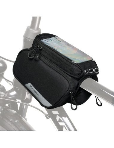 Wozinsky torba rowerowa na ramę + odczepiany pokrowiec na telefon do 6,5" 1,5l czarna (wbb7bk)