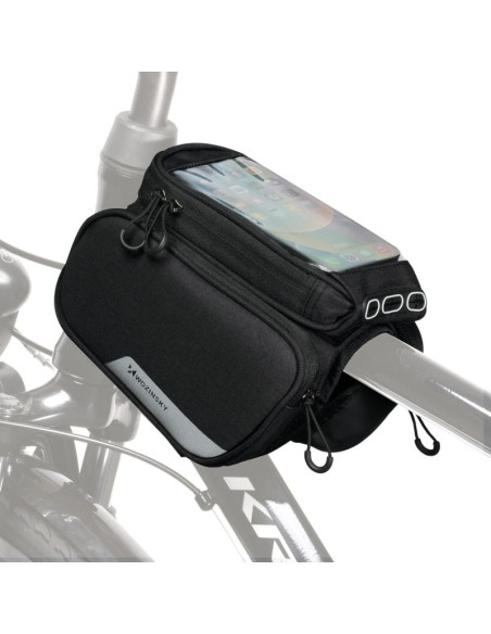Wozinsky torba rowerowa na ramę + odczepiany pokrowiec na telefon do 6,5" 1,5l czarna (wbb7bk)