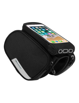 Wozinsky torba rowerowa na ramę + odczepiany pokrowiec na telefon do 6,5" 1,5l czarna (wbb7bk) 2