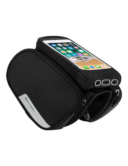 Wozinsky torba rowerowa na ramę + odczepiany pokrowiec na telefon do 6,5" 1,5l czarna (wbb7bk)