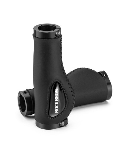 Gripy rowerowe rockbros 40720001001 skórzane - czarne