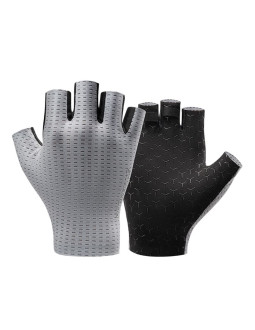 Rękawiczki rowerowe rockbros oddychające, krótkie palce, rozmiar: xl - szare