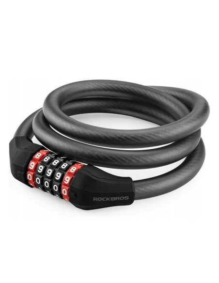 Zapięcie rowerowe rockbros rks507-1bk na szyfr 1,8m - czarne