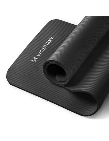 Wozinsky mata do ćwiczeń 181 x 63 x 0,9 cm gruba mata gimnastyczna do jogi czarna