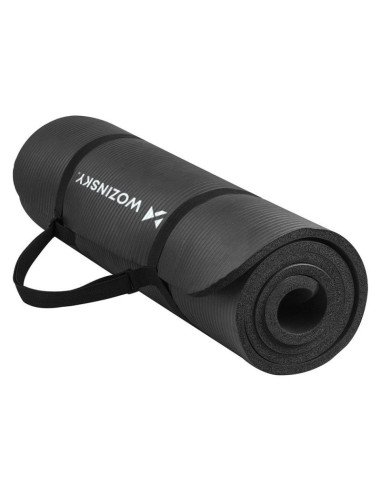 Wozinsky mata do ćwiczeń 181 x 63 x 0,9 cm gruba mata gimnastyczna do jogi czarna