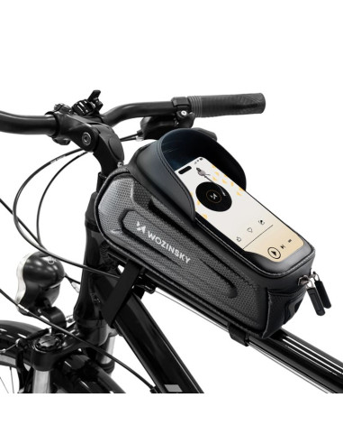 Sakwa rowerowa wozinsky na ramę pancerna z kieszonką na telefon 1.7 l - czarna