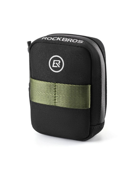 Mini torba podsiodłowa rockbros z uchwytem na naboje co2 - czarno-zielona
