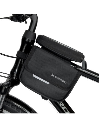 Wozinsky torba rowerowa na ramę sakwa na rower wodoodporne etui na telefon 1,5l czarny (wbb26bk)
