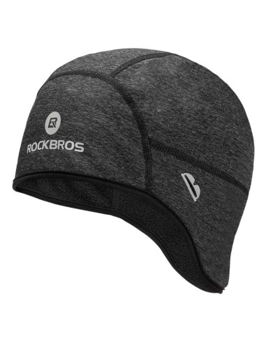 Czapka rowerowa rockbros dala zimowa  pod kask z otworami na okulary - szara