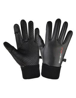 Rękawiczki męskie ocieplane antypoślizgowe do telefonu - czarne