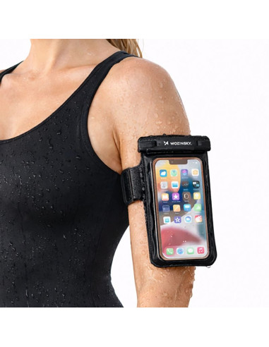 Etui wozinsky wwe-01 wodoodporne z opaską do telefonu armband pvc - czarne