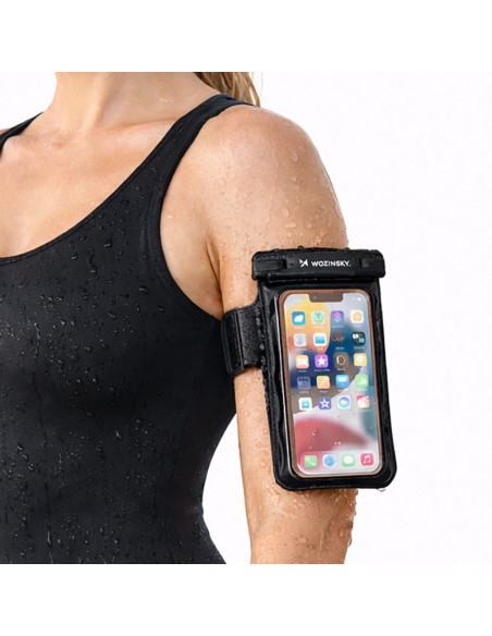 Etui wozinsky wwe-01 wodoodporne z opaską do telefonu armband pvc - czarne