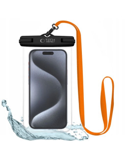 Pokrowiec tech-protect waterproof case uwc7 wodoodporny na urządzenia do 6.9" - czarno-pomarańczowy