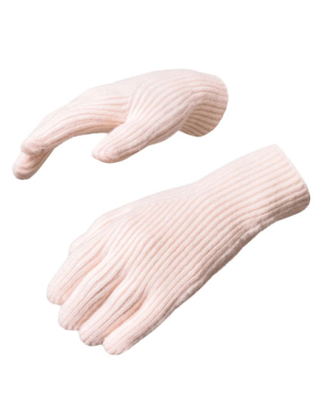 Rękawiczki plecione do telefonu z wycięciem na palce - różowe