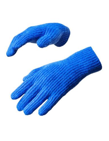 Rękawiczki plecione do telefonu z wycięciem na palce - niebieskie