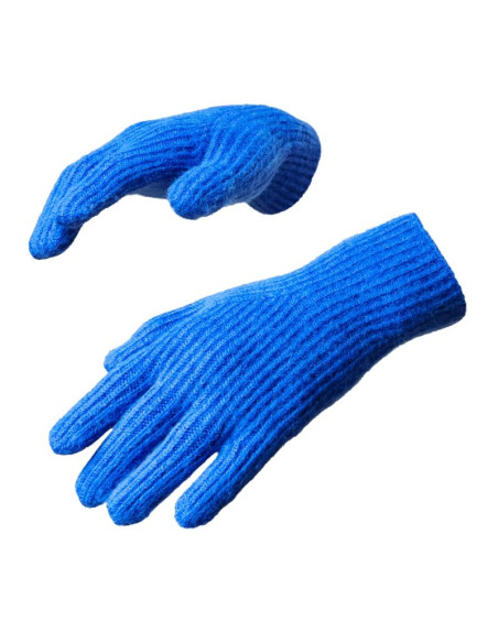 Rękawiczki plecione do telefonu z wycięciem na palce - niebieskie