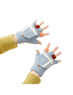 Rękawiczki zimowe do telefonu mitenki damskie / dziecięce - niebieskie