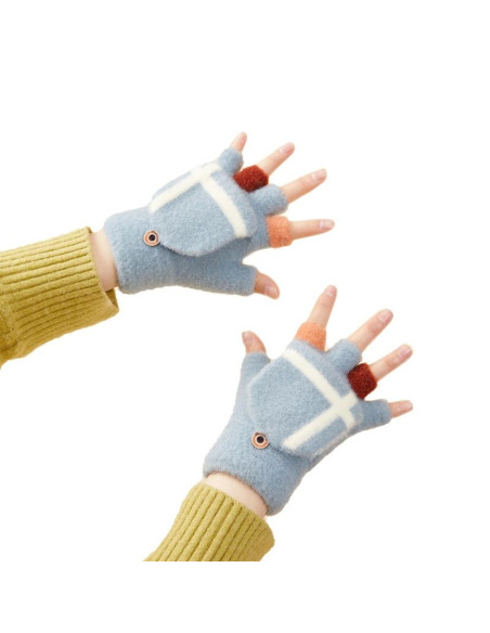 Rękawiczki zimowe do telefonu mitenki damskie / dziecięce - niebieskie