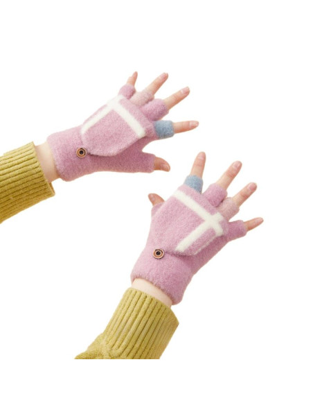 Rękawiczki zimowe do telefonu mitenki damskie / dziecięce - różowe